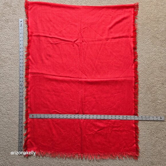 Nordstrom Cashmere Scarf Red Orange Lightweight Fringe Border - Picture 1 of 8